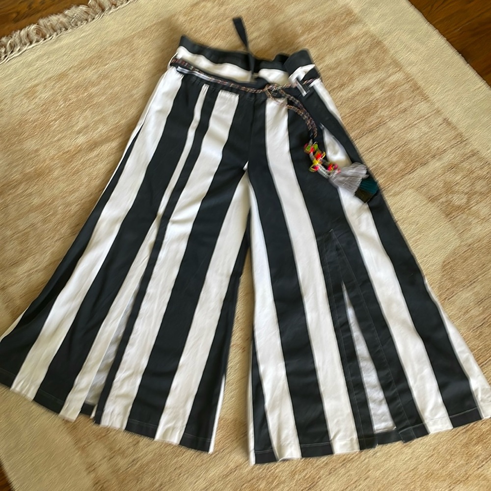 Free People Wide Leg Striped Denim Pants